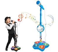 The All-in-One Microphone Toy, Echo Microphone for Kids, 2026 New Karaoke Microphone Toy with Adjustable Stand and LED Lights, Christmas Birthday Gifts for Little Singers (Blue)