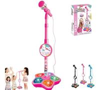 The All-in-One Microphone Toy That Makes Every Day a Concert, 2026 New Karaoke Microphone Toy with Adjustable Stand and LED Lights, Christmas Birthday Gifts for Little Singers(Pink)