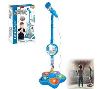 The All-in-One Microphone Toy That Makes Every Day a Concert, Kids Karaoke Machine with Adjustable Stand&LED Light, Built-in Speaker&Echo Effects, Fun Singing Birthday Gift for Little Singer (Blue)