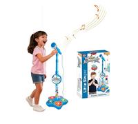 The All in One Microphone Toy with Adjustable Stand, Karaoke Microphone Toy with Led Lights, Battery Powered Microphone Prop, Christmas Birthday Gifts That Makes Every Day a Concert (Pink) (Blue)