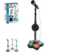 The All-in-Ones Microphone Toy for Little Singers, Karaoke Microphone Toy, With Adjustable Stand, Speaker and LED Lights, Echo Microphone (Black)