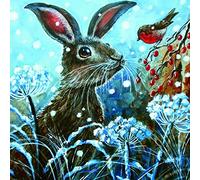 The Almanac Gallery Pack of 6 Artistic Charity Christmas Cards - 'Festive Hare and Robin' - 6 Cards of 1 Illustrated Design - From The Great British Card Company