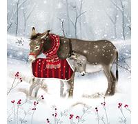 The Almanac Gallery Pack of 8 Charity Christmas Cards - 'Donkeys in Snow' - 8 Cards of 1 Lovely Design