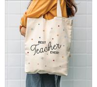 The Alphabet Gift Shop Best Teacher Ever Star Tote Bag in Cream The Alphabet Gift Shop Cream