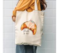 The Alphabet Gift Shop Croissant Bride to Be Tote Bag in Cream The Alphabet Gift Shop Cream