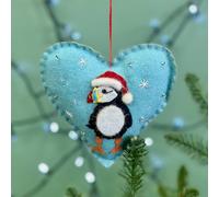 The Alphabet Gift Shop Felt Fabric Christmas Puffin Bauble in Red The Alphabet Gift Shop Red