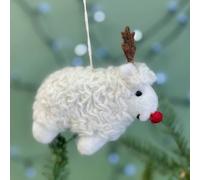 The Alphabet Gift Shop Felt Rudolph Sheep Bauble in Cream The Alphabet Gift Shop Cream