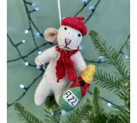 The Alphabet Gift Shop French Mouse With Champagne Bauble in Cream The Alphabet Gift Shop Cream