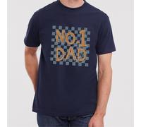 The Alphabet Gift Shop Men's Checkerboard No.One Dad T-Shirt in Navy | Size: Large The Alphabet Gift Shop Navy L