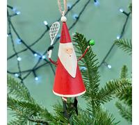 The Alphabet Gift Shop Metal Tennis Santa Christmas Bauble in Red The Alphabet Gift Shop Red