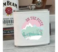 The Alphabet Gift Shop Pink & Green Ski Scene Skiing Hip Flask in White The Alphabet Gift Shop White