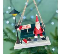 The Alphabet Gift Shop Santa On A Park Bench Christmas Bauble in Red The Alphabet Gift Shop Red