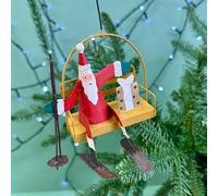 The Alphabet Gift Shop Santa On A Ski Lift Bauble in Red The Alphabet Gift Shop Red