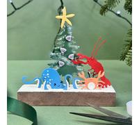 The Alphabet Gift Shop Sealife Christmas Wooden Block Decoration in Brown The Alphabet Gift Shop Brown