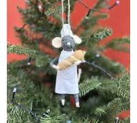 The Alphabet Gift Shop Sourdough Baking Mouse Christmas Decoration in White The Alphabet Gift Shop White