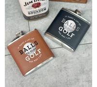 The Alphabet Gift Shop Takes A Lot Of Balls Golfing Hip Flask in Brown The Alphabet Gift Shop Brown