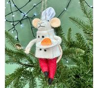 The Alphabet Gift Shop Waffle Chef Mouse Christmas Decoration in White The Alphabet Gift Shop White