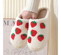 The Alphabet Gift Shop Women's Strawberry Slippers in Beige | Size: Large The Alphabet Gift Shop Beige L