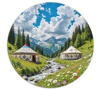 The Alps 1000 Pieces Jigsaws Stress Reliever Difficult Challenge for Adults & Kids Unique Challenge Game Landscape Round Family Game Gifts 1000pcs (67.5x67.5cm)