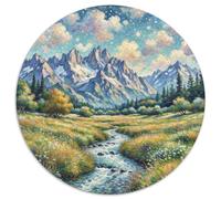 The Alps 1000 Pieces Jigsaws Stress Reliever Difficult Challenge for Adults & Kids Unique Challenge Game Landscape Round Puzzles Home Decor Gifts 1000pcs (67.5x67.5cm)