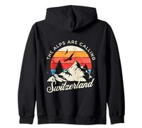 The Alps Are Calling Switzerland Vintage Style Design Zip Hoodie