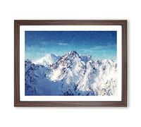 The Alps In Austria Modern Art Framed Print | A4 Walnut Framed Wall Art | Ready to Hang | Modern Nature Picture | Living Room Bedroom Lounge Office