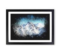 The Alps in Austria Paint Splash Framed Print | A2 Black Framed Wall Art | Ready to Hang | Modern Nature Picture | Living Room Bedroom Lounge Office