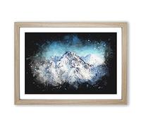 The Alps in Austria Paint Splash Framed Print | A2 Oak Framed Wall Art | Ready to Hang | Modern Nature Picture | Living Room Bedroom Lounge Office