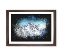 The Alps in Austria Paint Splash Framed Print | A2 Walnut Framed Wall Art | Ready to Hang | Modern Nature Picture | Living Room Bedroom Lounge Office