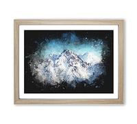 The Alps In Austria Paint Splash Modern Art Framed Print | A2 Oak Framed Wall Art | Ready to Hang | Modern Nature Picture | Living Room Bedroom Lounge Office