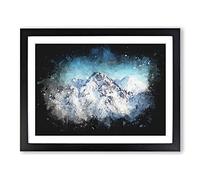 The Alps In Austria Paint Splash Modern Art Framed Print | A4 Black Framed Wall Art | Ready to Hang | Modern Nature Picture | Living Room Bedroom Lounge Office
