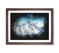 The Alps In Austria Paint Splash Modern Art Framed Print | A4 Walnut Framed Wall Art | Ready to Hang | Modern Nature Picture | Living Room Bedroom Lounge Office