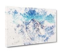 The Alps In Austria Watercolour Canvas Print | Gallery Wrapped 30mm Frame Wall Art | 24x16 inches | Ready to Hang | Modern Picture | Living Room Bedroom Lounge Office
