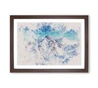 The Alps in Austria Watercolour Framed Print | A2 Walnut Framed Wall Art | Ready to Hang | Modern Historical Picture | Living Room Bedroom Lounge Office