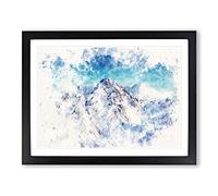 The Alps In Austria Watercolour Modern Framed Print | A2 Black Framed Wall Art | Ready to Hang | Modern Historical Picture | Living Room Bedroom Lounge Office