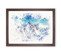 The Alps In Austria Watercolour Modern Framed Print | A2 Walnut Framed Wall Art | Ready to Hang | Modern Historical Picture | Living Room Bedroom Lounge Office