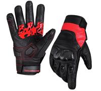 The AMA LOOK Leather Motorcycle Gloves Knuckle Protection Full Finger Touchscreen All Weather Motorbike Gloves for Bike Riding Gloves Outdoor (Black/Red, XXL)