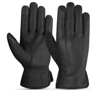The AMA LOOK Men's Genuine Leather Winter Gloves, Touchscreen Compatible, Warm Fleece Lined, Classic Style Driving Gloves (Black, XXL)