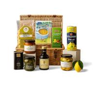The Amalfi Indulgence Hamper - Luxury Italian Gourmet Hamper with Salame Piccante, Pistachio Cuadro, Sardinian Olive Oil, Sicilian Olives & Amalfi Lemons - UK Food Gift
