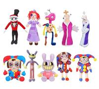 The Amazing Digital Circus Plush,Digital Circus plush Cyber Doll,Comic Games Around Plush,Charming Joker Toy Clown Pomni and Rabbit Cartoon Anime Digital Circus Series Figure Plush ( Color : 10pcs )