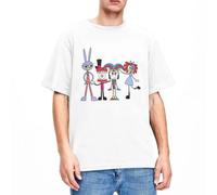 The-Amazing-Digital-Circus-T-Shirts-Merch-Pomni-Jax-Short-Sleeve-Crew-Neck White