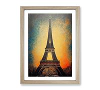 The Amazing Eiffel Tower Framed Print | A3 Oak Framed Wall Art | Ready to Hang | Modern Cityscape Picture | Living Room Bedroom Lounge Office