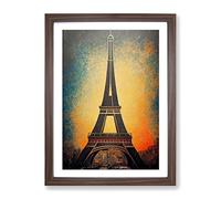 The Amazing Eiffel Tower Framed Print | A3 Walnut Framed Wall Art | Ready to Hang | Modern Cityscape Picture | Living Room Bedroom Lounge Office