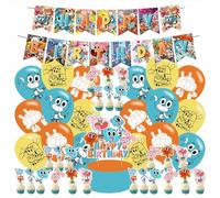 The Amazing World of Gumball Birthday Party Supplies Set Happy Birthday Banner, Cake Topper, Cupcake Toppers, Balloons for Gumball Kids Party Decorations