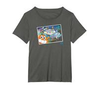 The Amazing World of Gumball Postcard T-Shirt, Women's Plus, Asphalt Grey, 3X