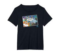 The Amazing World of Gumball Postcard T-Shirt, Women's Plus, Black, 4X