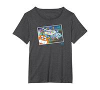 The Amazing World of Gumball Postcard T-Shirt, Women's Plus, Dark Heather Grey, 2X