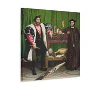 The Ambassadors 1533 by Hans Holbein The Younger - Northern Renaissance Wall Art Prints with Globe And Musical Instruments Frame 20x20inch(50x50cm)