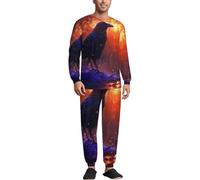 The American Crow Mens Pajamas Set 2 Piece Lounge Set Long Sleeve Pullover And Pants Comfy Sleepwear XL