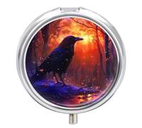 The American Crow Pill Box 3 Compartment Small Portable Medicine Case Pill Organizer for Pocket Purse